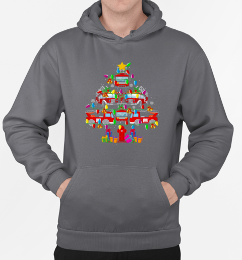 Firefighter Christmas Merry Christmas Firefighter Tree T-Shirt Unisex Hoodie