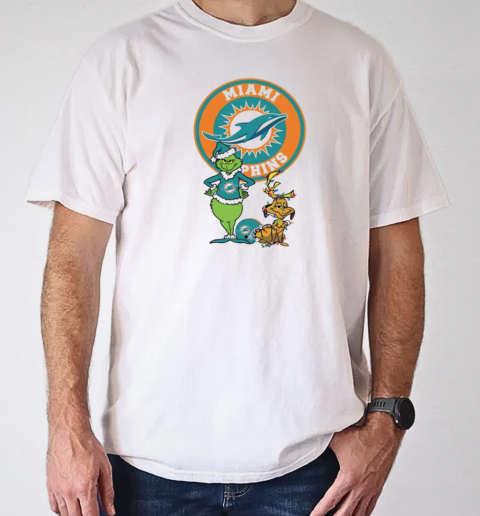 Grinch And Max Miami Dolphins Merry Christmas 2024 T-Shirt Classic Men's T-shirt