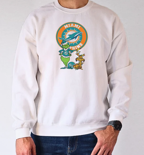 Grinch And Max Miami Dolphins Merry Christmas 2024 T-Shirt Unisex Sweatshirt