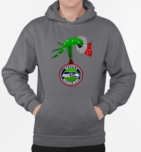 Grinch Hand Holding Seattle Seahawks Christmas T-Shirt Unisex Hoodie