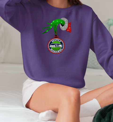 Grinch Hand Holding Seattle Seahawks Christmas T-Shirt Unisex Sweatshirt