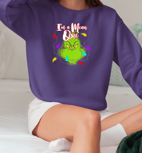 Grinch With Light I'm A Mean One Christmas T-Shirt Unisex Sweatshirt