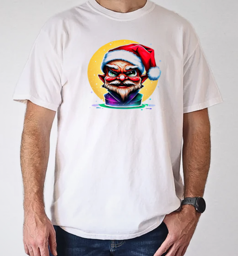 Humorous Elf Wearing Santa Hat and Green Beard T-Shirt Classic Men's T-shirt