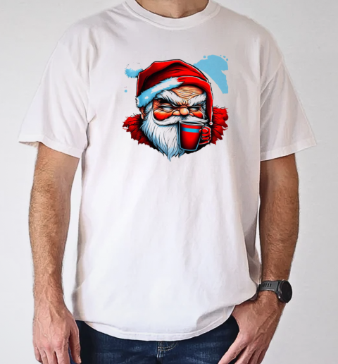 Illustration of Santa Claus Holding a Red Cup T-Shirt Classic Men's T-shirt