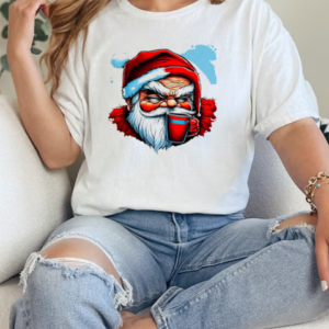 Illustration of Santa Claus Holding a Red Cup T-Shirt Classic Women's T-shirt