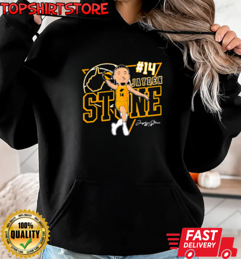 Jayden Stone 14 West Virginia Mountaineers basketball Caricature Signature T-Shirt Unisex Hoodie