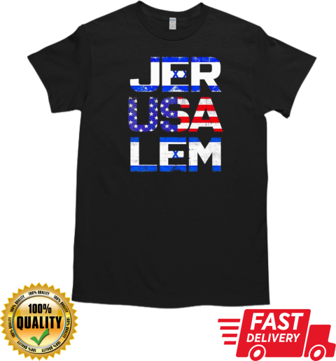 Jerusalem Israel Flag and US Flag T-Shirt Classic Men's T-shirt