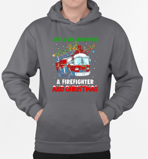 Just A Girl Who Loves A Firefighter And Christmas T-Shirt Unisex Hoodie