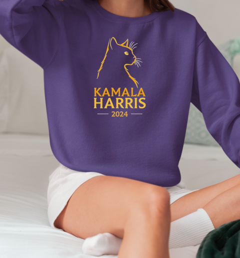 Kamala Harris 2024 Cat Silhouette T-Shirt Unisex Sweatshirt