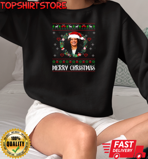 Kamala Harris Merry Christmas 2024 Ugly Christmas T-Shirt Unisex Sweatshirt