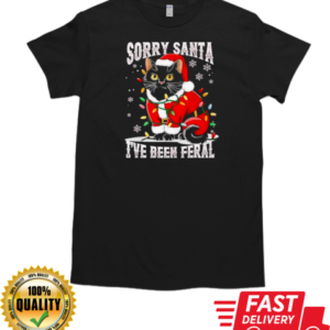 Light black cat Christmas funny sorry Santa Ive been feral T-Shirt Classic Men's T-shirt