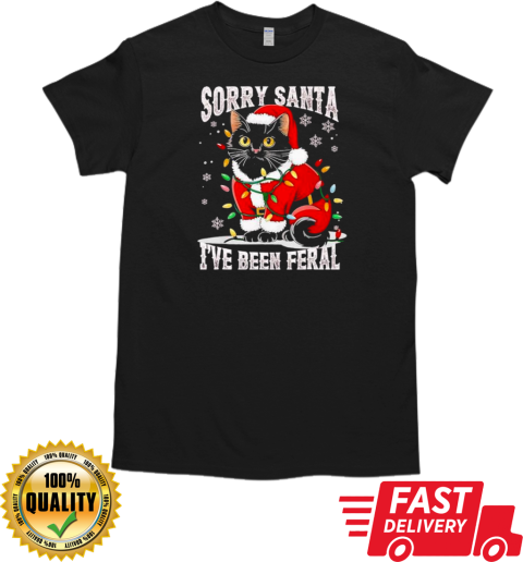 Light black cat Christmas funny sorry Santa Ive been feral T-Shirt Classic Men's T-shirt