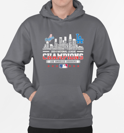 Los Angeles Dodgers 2024 National League Champions Skyline T-Shirt Unisex Hoodie