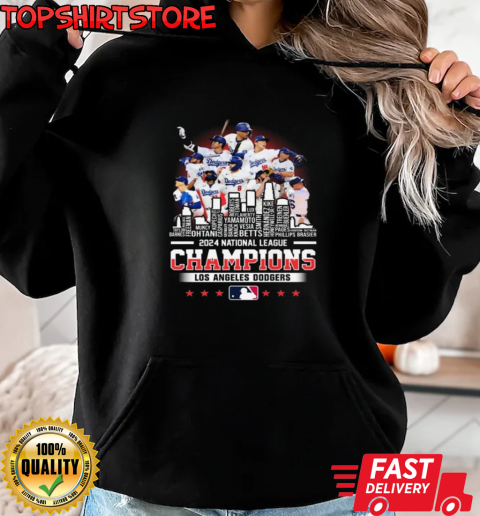 Los Angeles Dodgers Baseball National League Champions 2024 All Name Players Skyline T-Shirt Unisex Hoodie