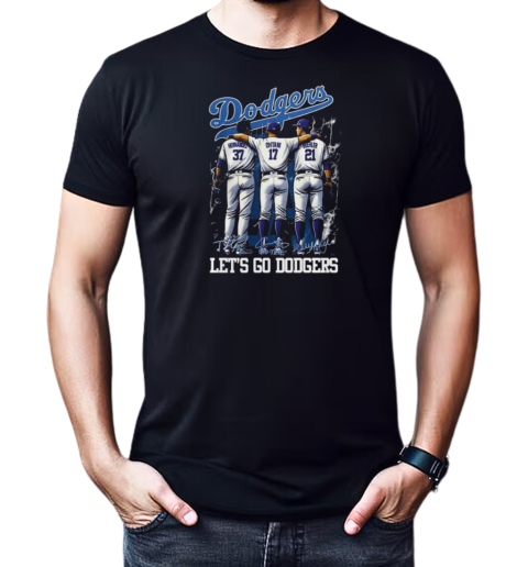 Los Angeles Dodgers Let's Go Dodgers Signatures T-Shirt Classic Men's T-shirt