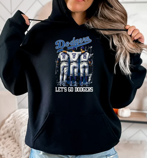 Los Angeles Dodgers Let's Go Dodgers Signatures T-Shirt Unisex Hoodie