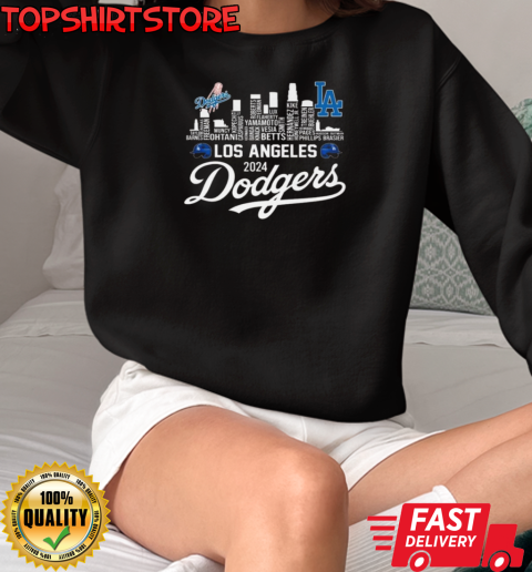 Los Angeles Dodgers MLB 2024 Champions Skyline Of LA City T-Shirt Unisex Sweatshirt