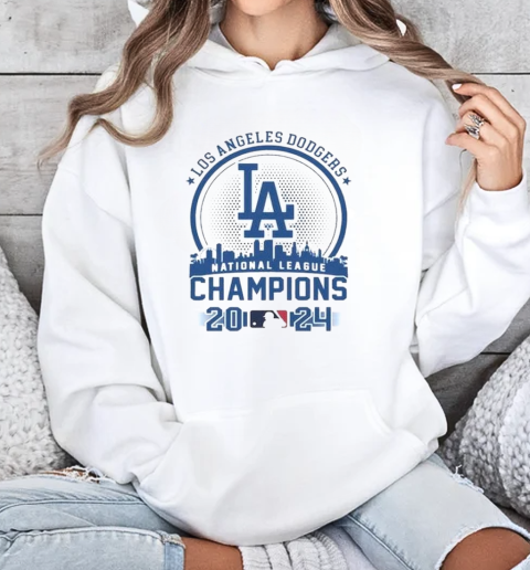 Los Angeles Dodgers National League Skyline Champions 2024 T-Shirt Unisex Hoodie