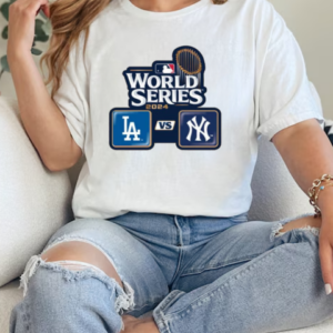 Los Angeles Dodgers vs. New York Yankees Dueling 2024 World Series Lapel Logo T-Shirt Classic Women's T-shirt