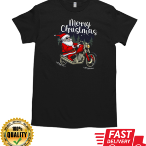 Merry Christmas Santa Claus Ride Motorcycle Cool Christmas Biker T-Shirt Classic Men's T-shirt