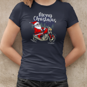 Merry Christmas Santa Claus Ride Motorcycle Cool Christmas Biker T-Shirt Classic Women's T-shirt