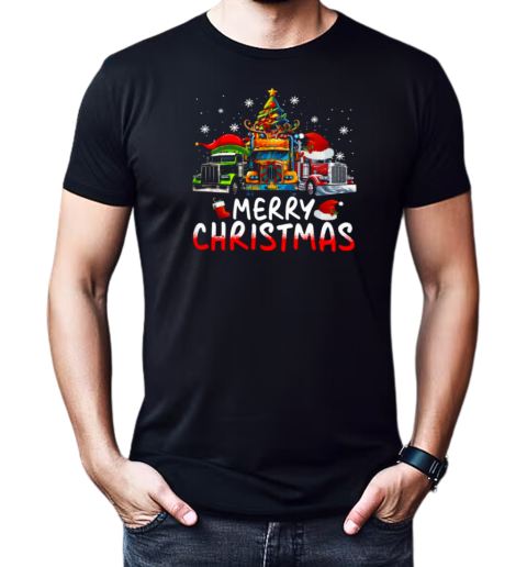 Merry Christmas Truckers Looks Bright Christmas Trucker T-Shirt Classic Men's T-shirt