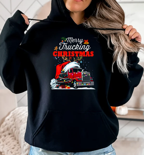 Merry Truckin Christmas Trucker T-Shirt Unisex Hoodie