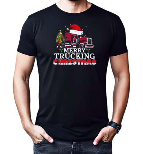 Merry Trucking Christmas Santa Hat T-Shirt Classic Men's T-shirt