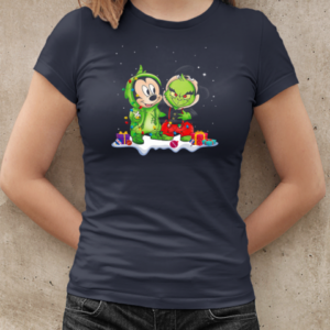 Mickey Mouse And Grinch With Fairy Lights for Christmas T-Shirt Classic Women's T-shirt