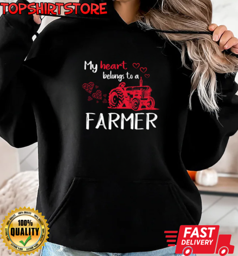 My Heart belongs To A Farmer Tractor T-Shirt Unisex Hoodie