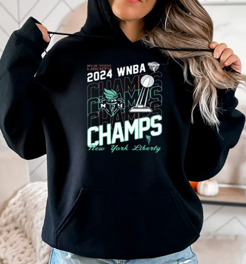 New York Liberty 2024 WNBA Finals Champions Blackwash T-Shirt Unisex Hoodie