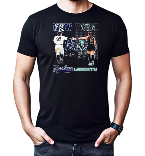 New York Yankees Aaron Judge New York Liberty Sabrina Ionescu Signatures 2024 T-Shirt Classic Men's T-shirt