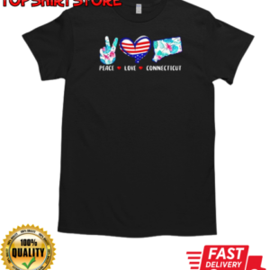 Peace Love Connecticut Flag Souvenirs US Flag T-Shirt Classic Men's T-shirt