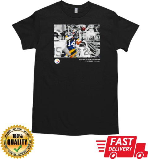 Pittsburgh Steelers George Pickens Black NFL Flash Features Week 7 Photo T-Shirt Classic Men's T-shirt