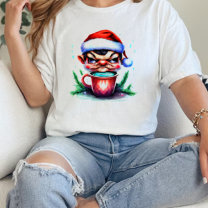 Promotional Cartoon of Angry Elf with Santa Hat Drinking Coffee T-Shirt Classic Women's T-shirt