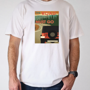 Red Jeep Car The Road Is Calling And I Must Go Poster T-Shirt Classic Men's T-shirt