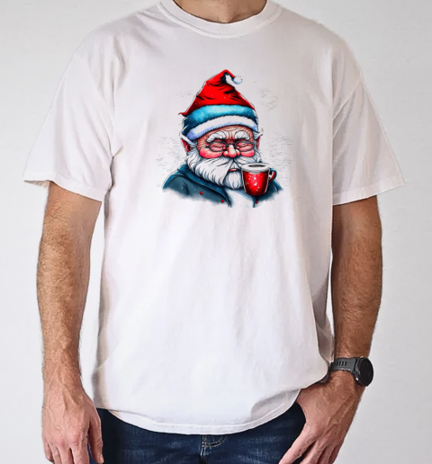 Santa Claus Drinking Coffee with Glasses T-Shirt Classic Men's T-shirt