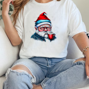 Santa Claus Drinking Coffee with Glasses T-Shirt Classic Women's T-shirt