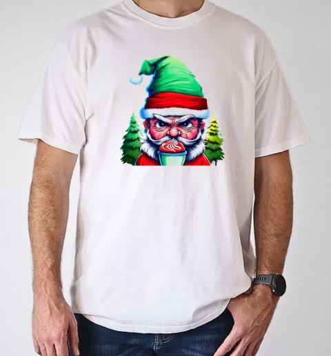 Santa Claus Illustration Drinking Hot Cocoa T-Shirt Classic Men's T-shirt