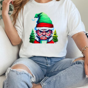 Santa Claus Illustration Drinking Hot Cocoa T-Shirt Classic Women's T-shirt