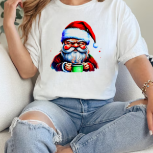 Santa Claus holding a green cup and drinking coffee T-Shirt Classic Women's T-shirt