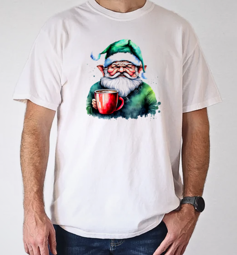 Santa Claus with a Cup of Coffee T-Shirt Classic Men's T-shirt