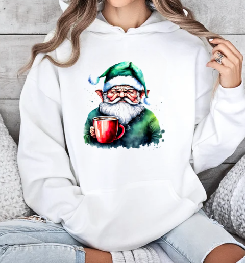 Santa Claus with a Cup of Coffee T-Shirt Unisex Hoodie