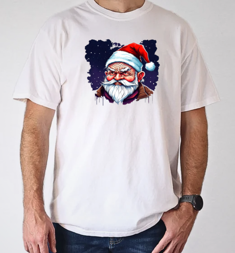 Santa Claus with white beard and red nose on a dark night T-Shirt Classic Men's T-shirt