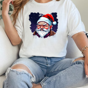 Santa Claus with white beard and red nose on a dark night T-Shirt Classic Women's T-shirt