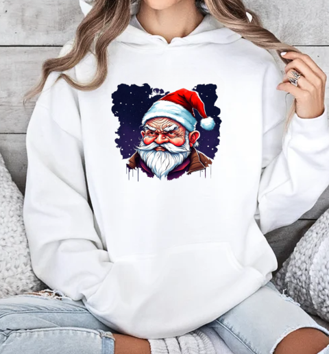 Santa Claus with white beard and red nose on a dark night T-Shirt Unisex Hoodie