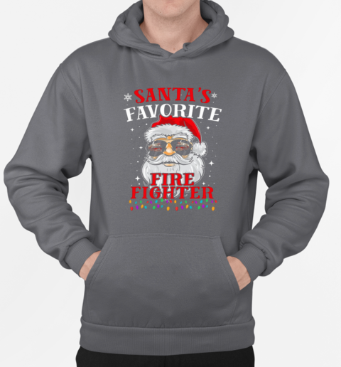 Santa Favorite Firefighter Christmas T-Shirt Unisex Hoodie