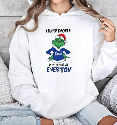 Santa Grinch I hate people but I love my Everton 2024 T-Shirt Unisex Hoodie