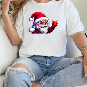 Smiling Cartoon Santa Claus with Red Cup T-Shirt Classic Women's T-shirt