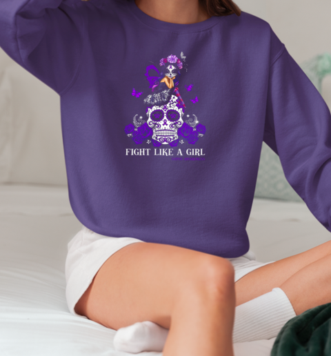 Sugar Skull Fight Like A Girl Lupus Awareness T-Shirt Unisex Sweatshirt